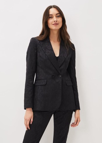 Phase Eight Joanna Jacquard Jackets Black Australia | QL7164289